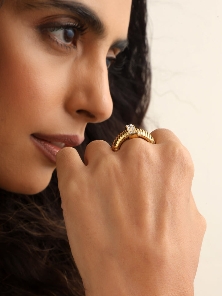 Rhinestone Steel Ring