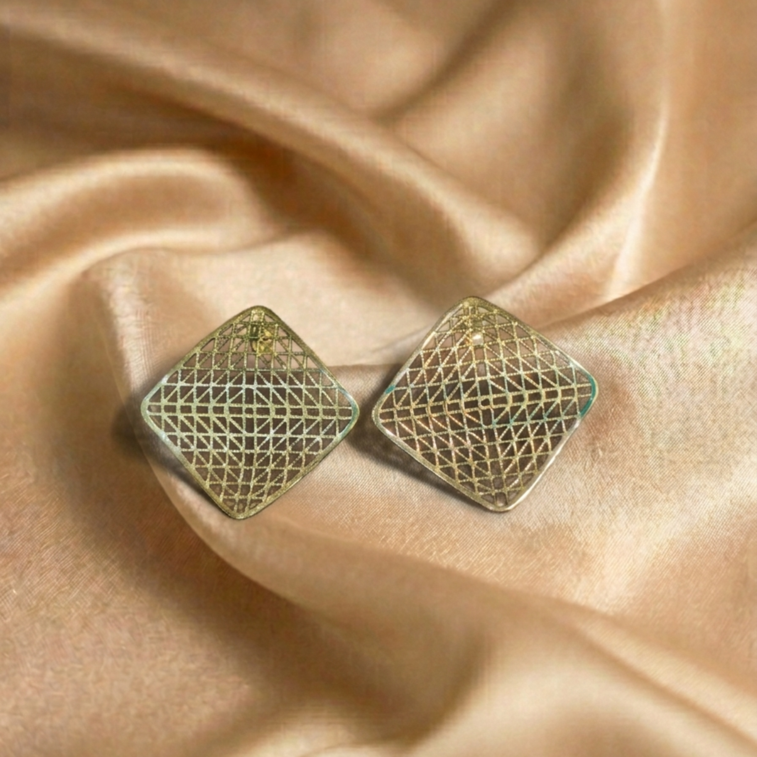 Aurielle Lattice Crystal Stud Earrings