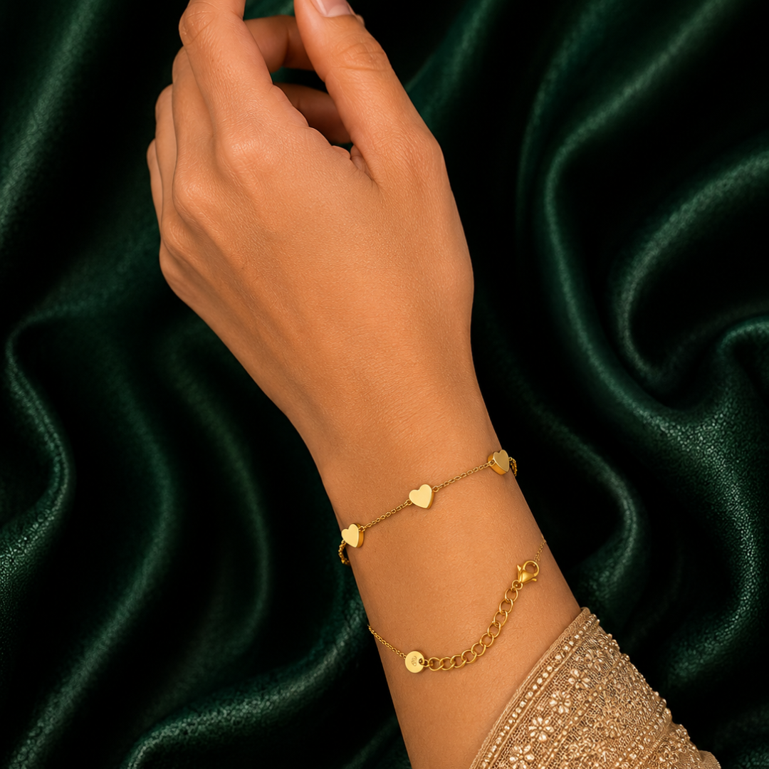 Golden Hearts Charm Bracelet