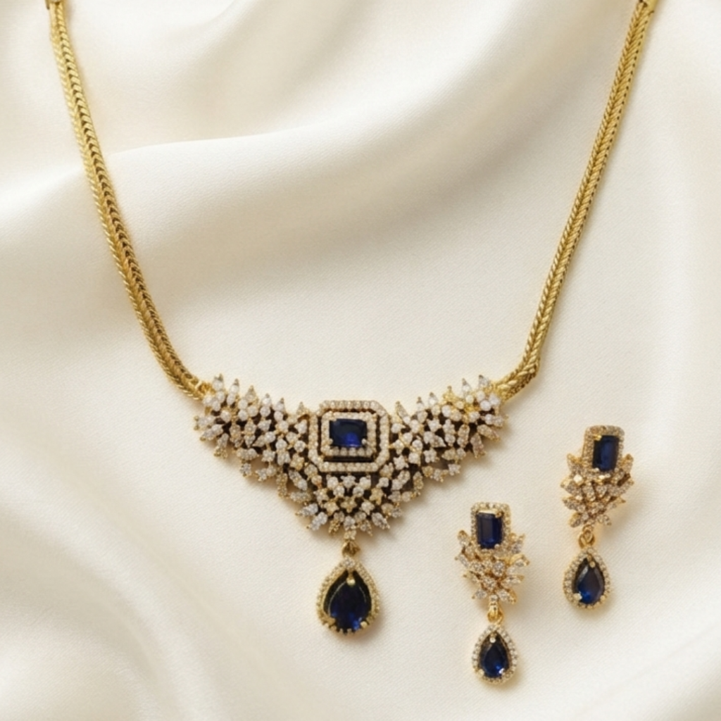 Midnight Sapphire Victorian Necklace Set