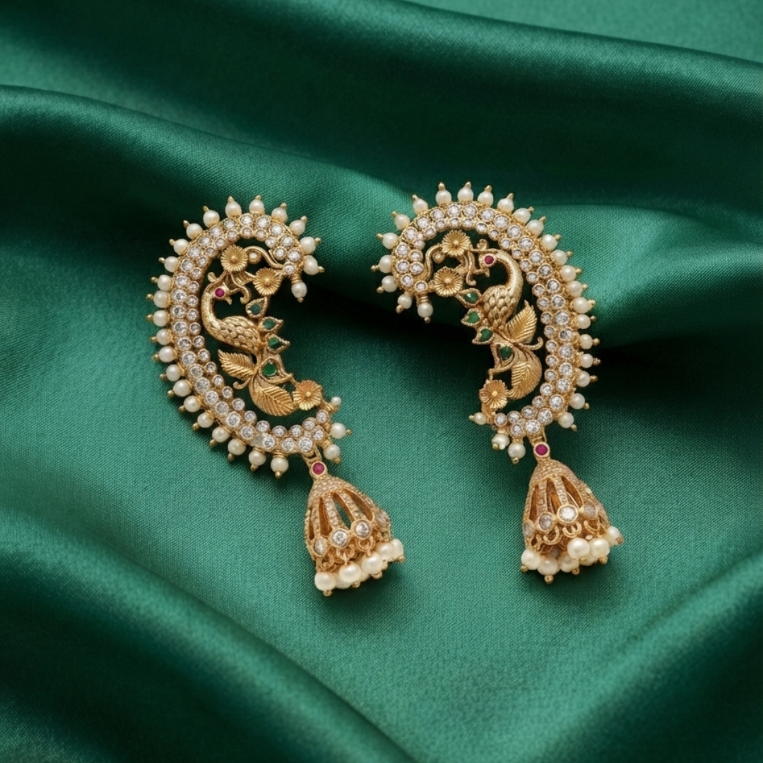 Royal Peacock Ear Cuff Jhumka
